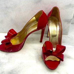 Valentino D’orsay red patent bow shoe